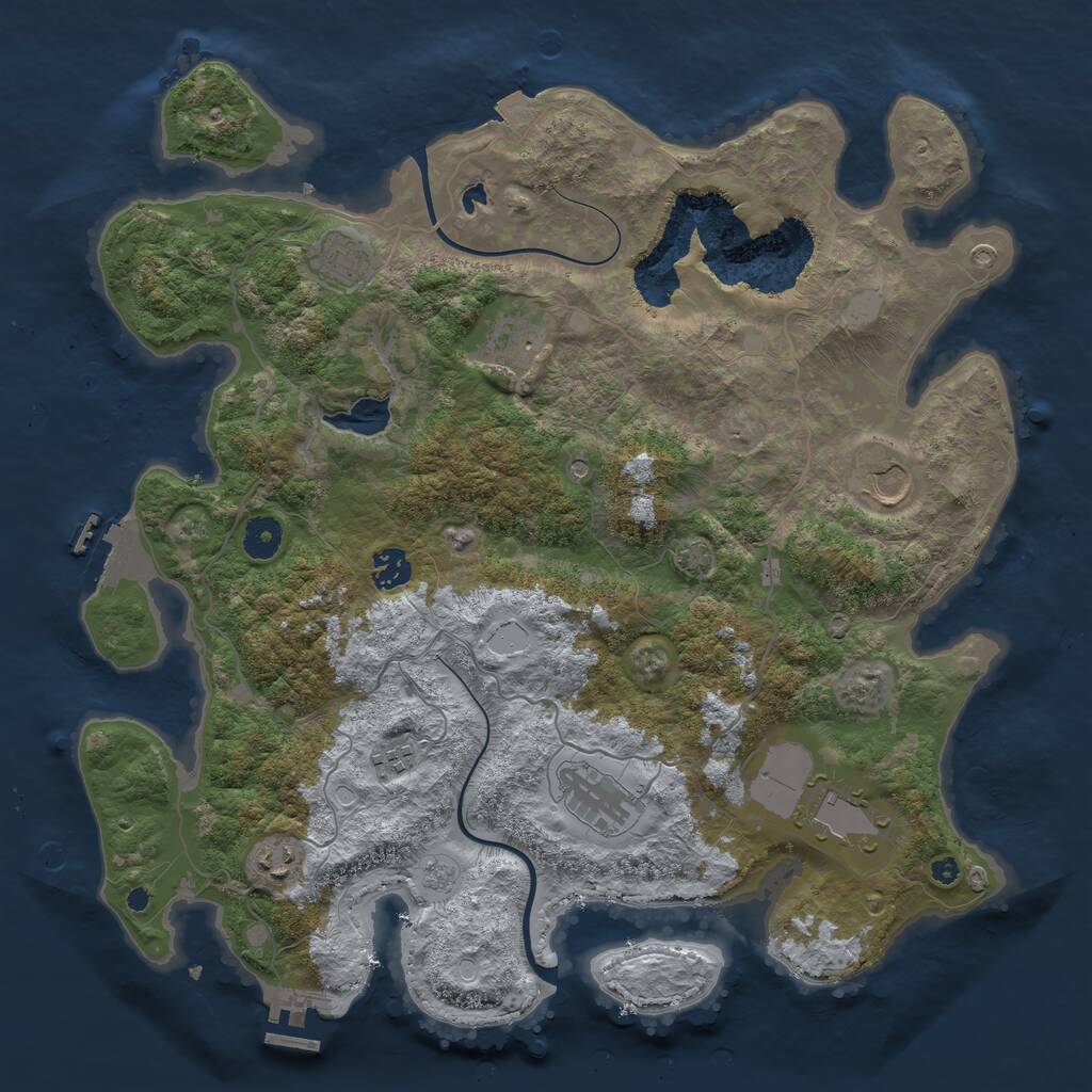 Rust Map: Procedural Map, Size: 4000, Seed: 784332, 14 Monuments