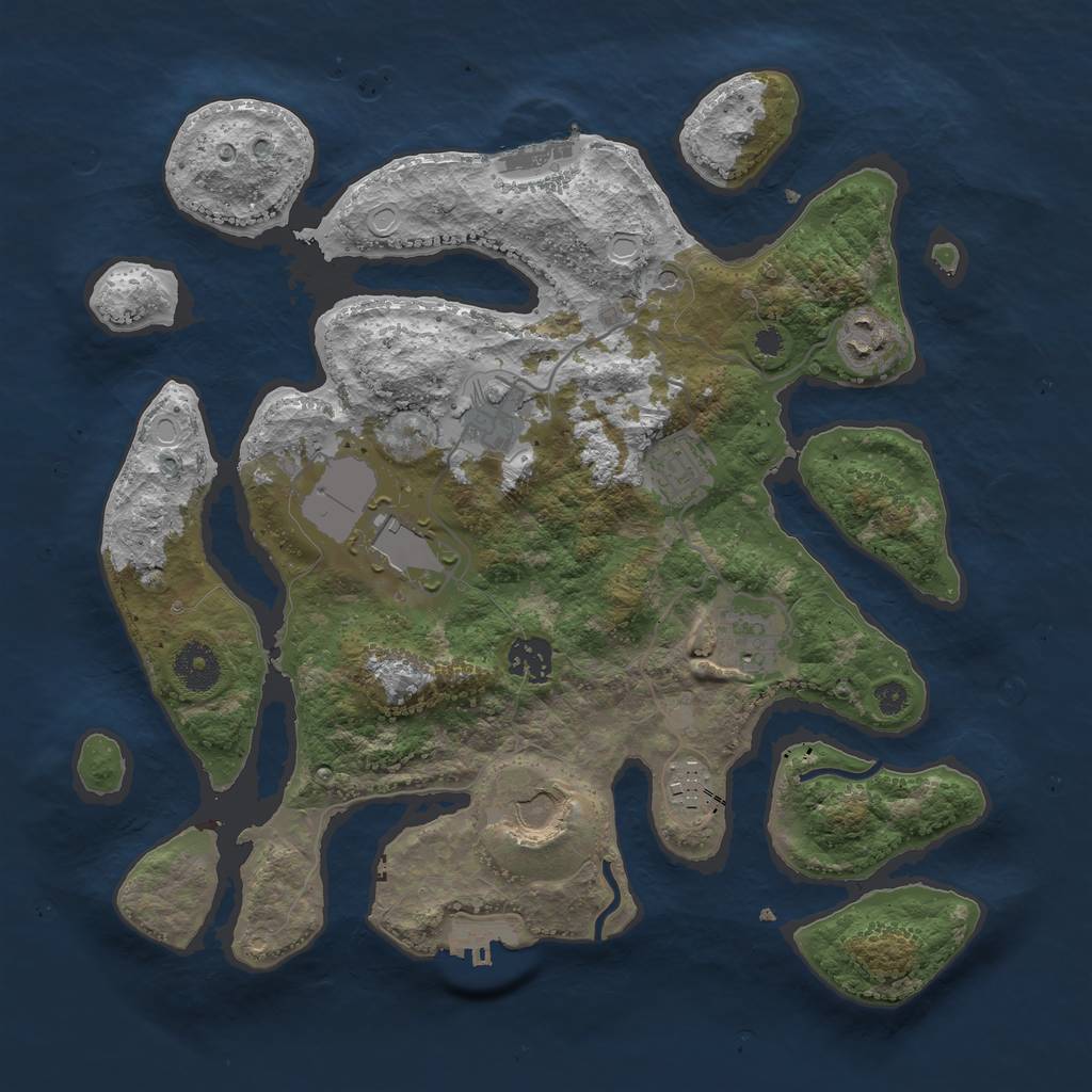 Rust Map: Procedural Map, Size: 3500, Seed: 859536, 16 Monuments