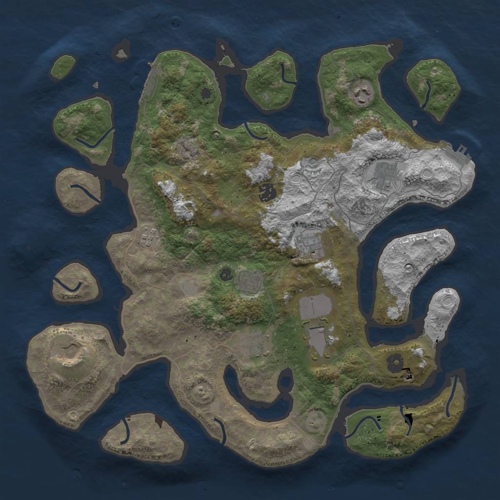 Rust Map: Procedural Map, Size: 4000, Seed: 625, 17 Monuments