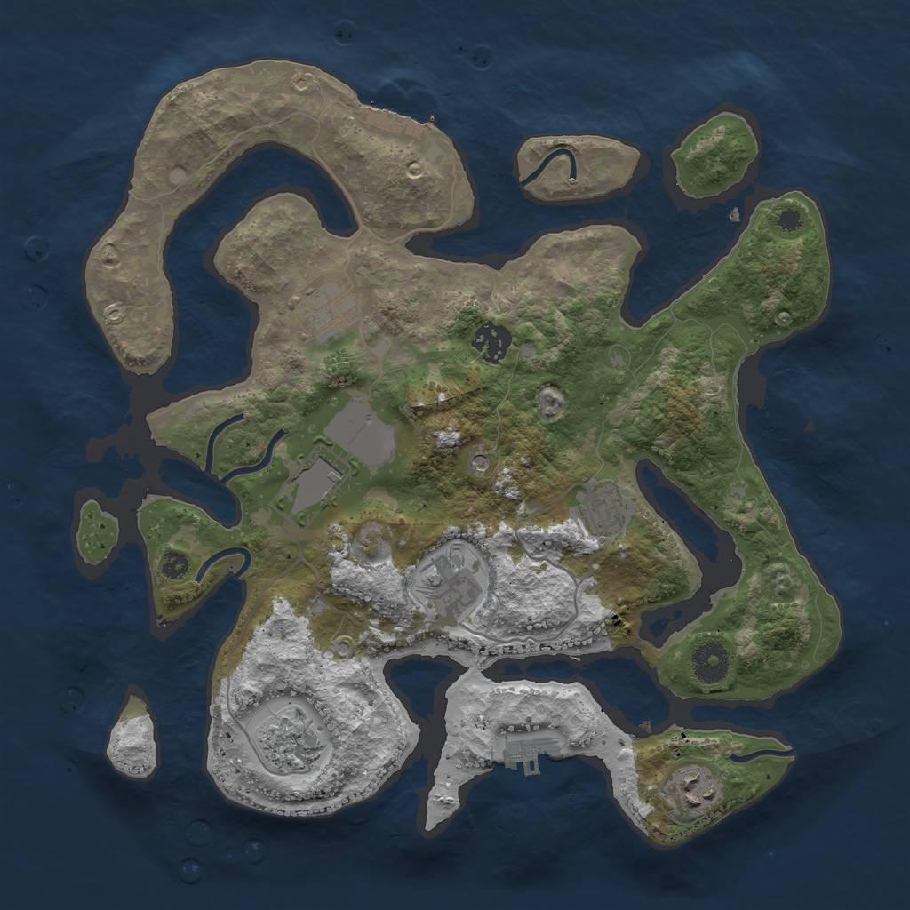 Rust Map: Procedural Map, Size: 3500, Seed: 2506214, 12 Monuments