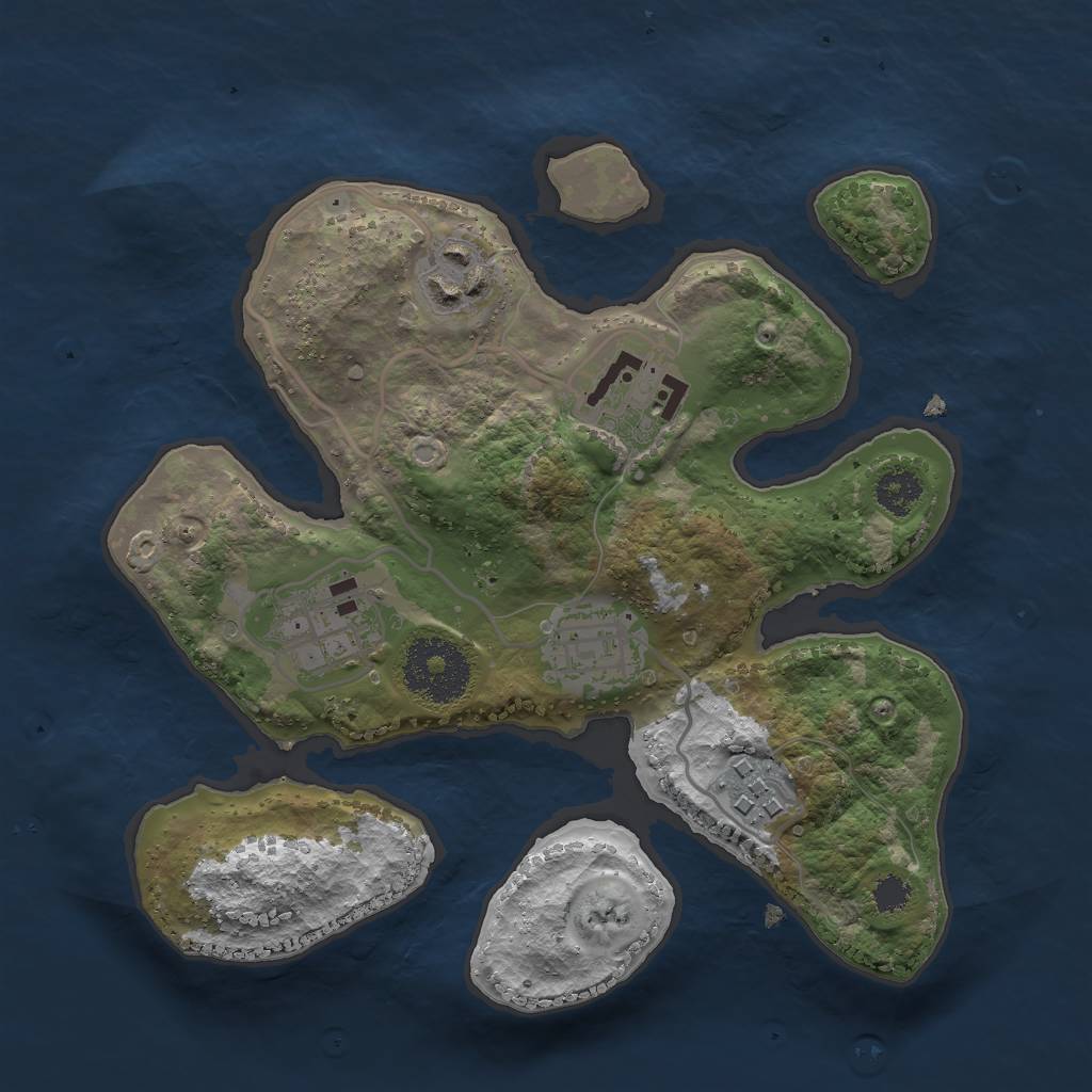 Rust Map: Procedural Map, Size: 2500, Seed: 114236, 7 Monuments