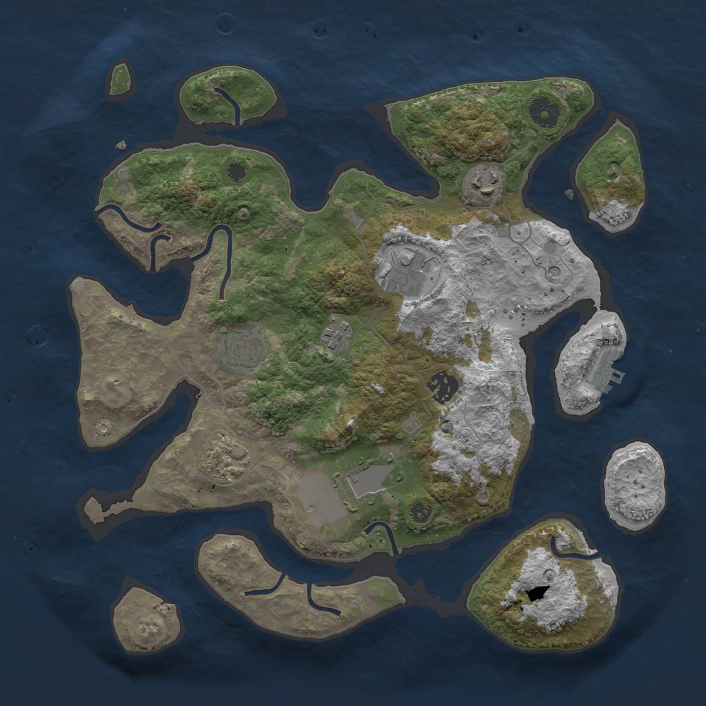 Rust Map: Procedural Map, Size: 3500, Seed: 549211, 11 Monuments