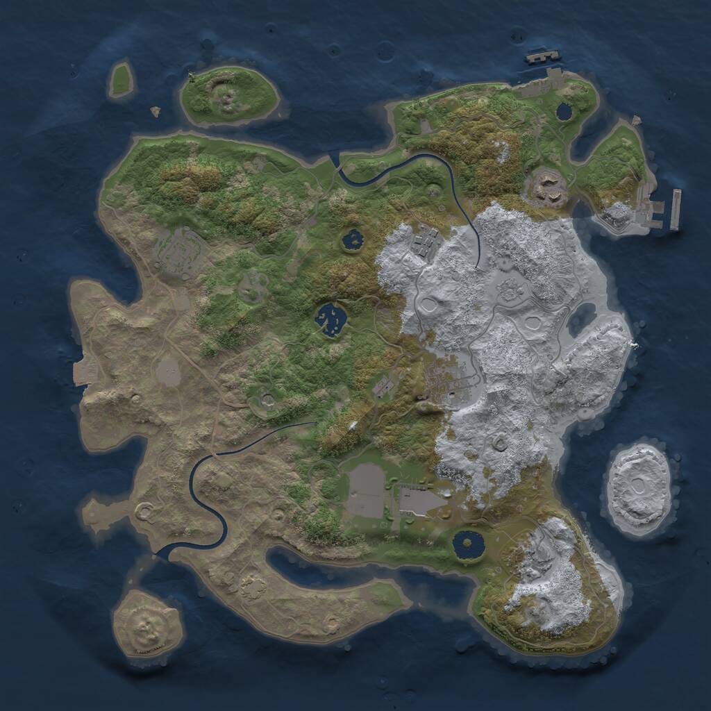 Rust Map: Procedural Map, Size: 3500, Seed: 549211, 13 Monuments