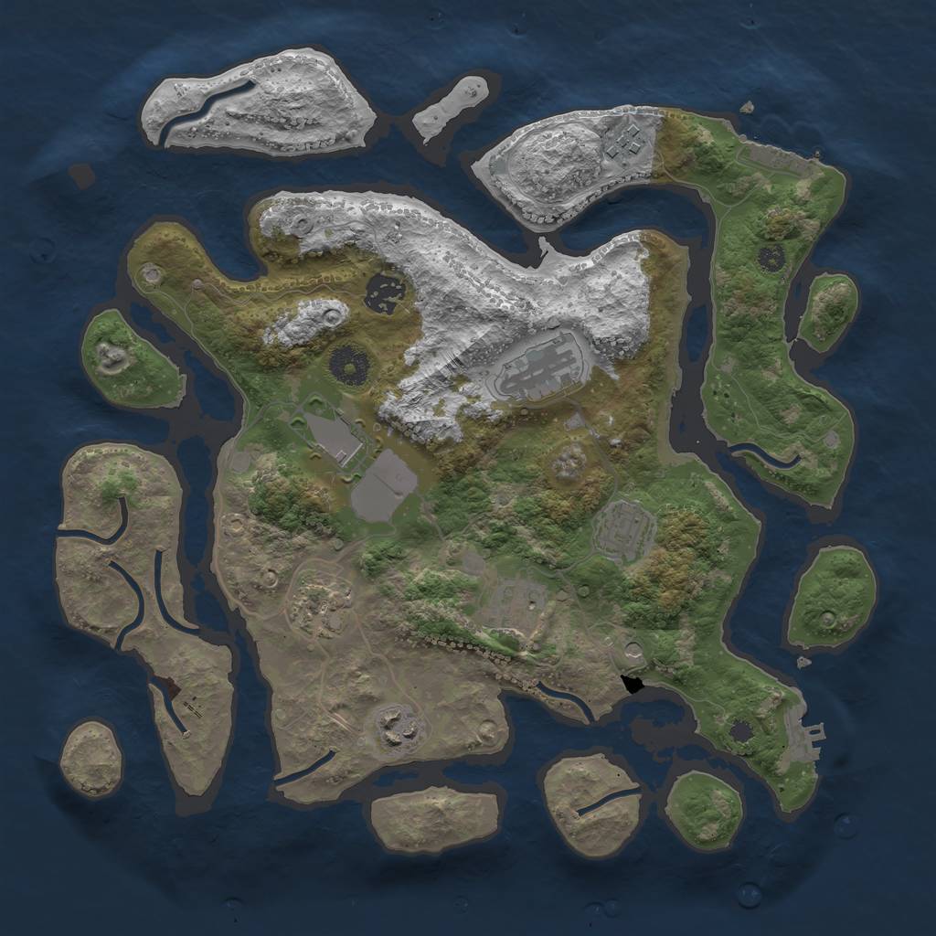 Rust Map: Procedural Map, Size: 3500, Seed: 667628, 13 Monuments