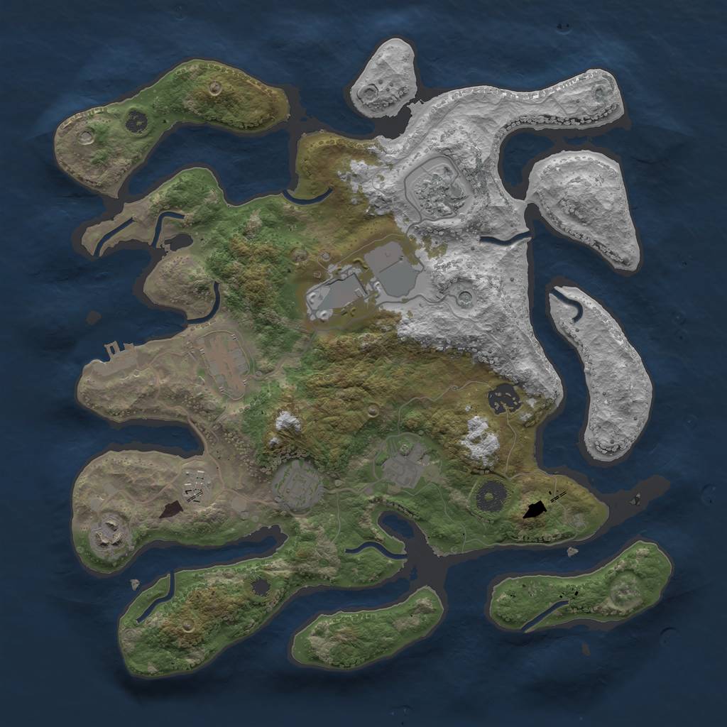 Rust Map: Procedural Map, Size: 3500, Seed: 1854588056, 12 Monuments