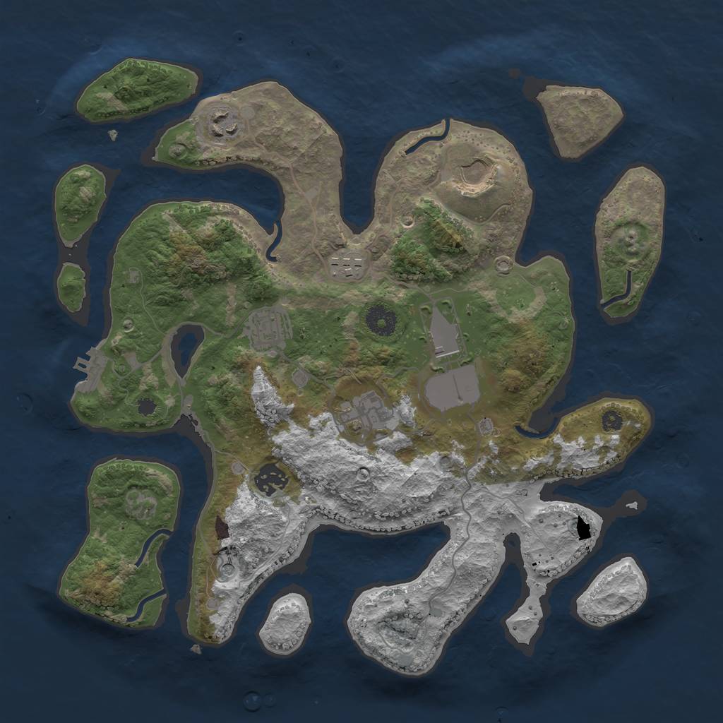 Rust Map: Procedural Map, Size: 3500, Seed: 840079, 11 Monuments