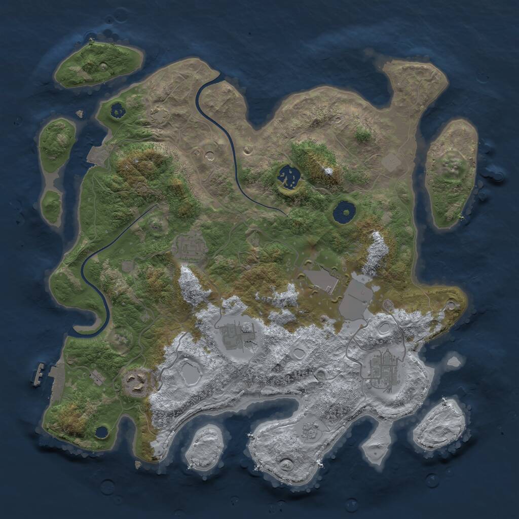 Rust Map: Procedural Map, Size: 3500, Seed: 840079, 11 Monuments