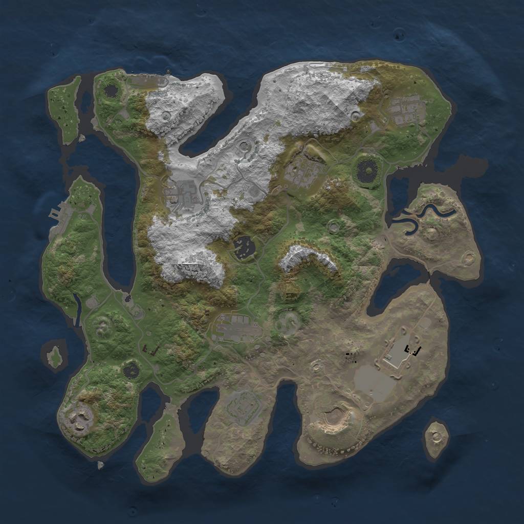 Rust Map: Procedural Map, Size: 3500, Seed: 827866, 14 Monuments