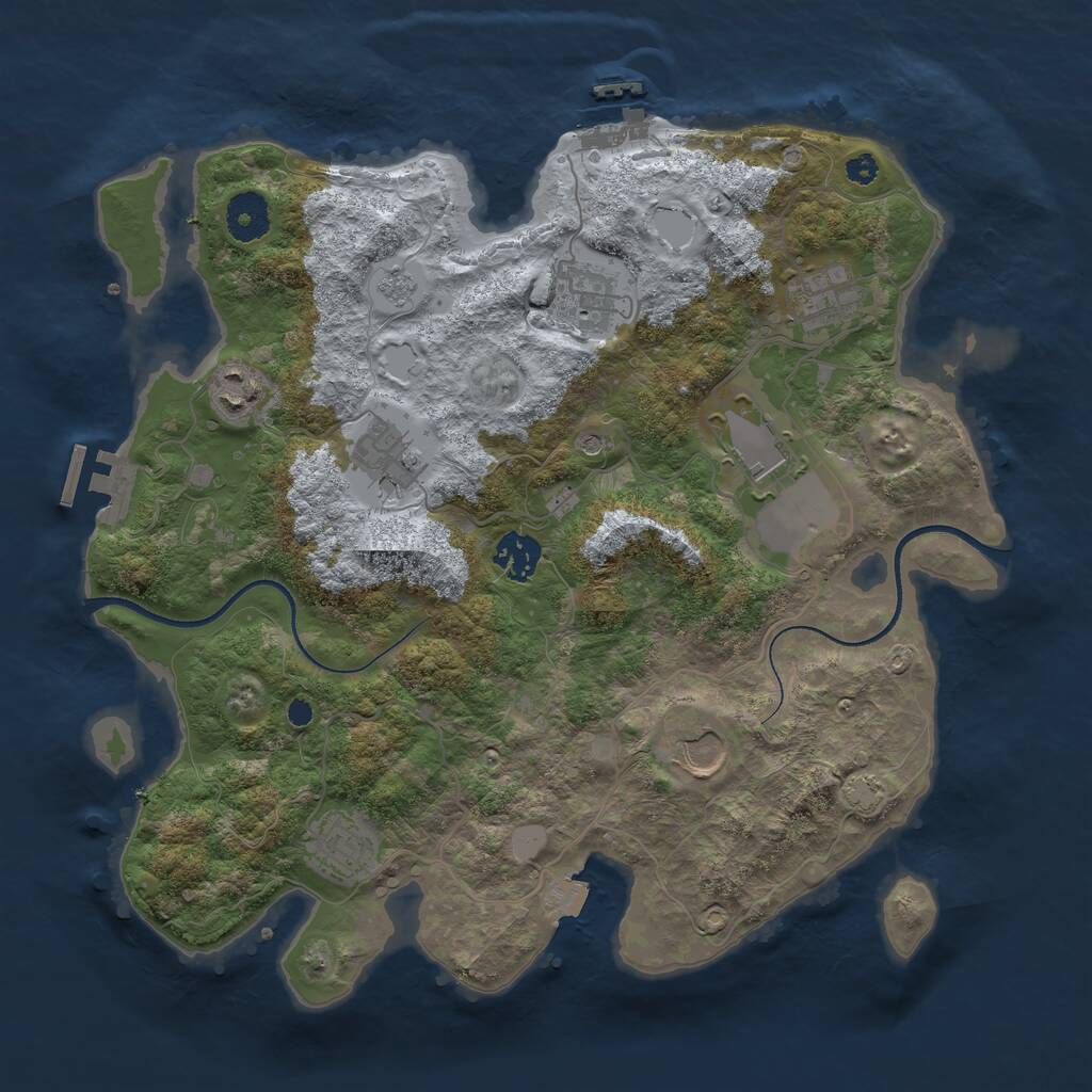 Rust Map: Procedural Map, Size: 3500, Seed: 827866, 14 Monuments