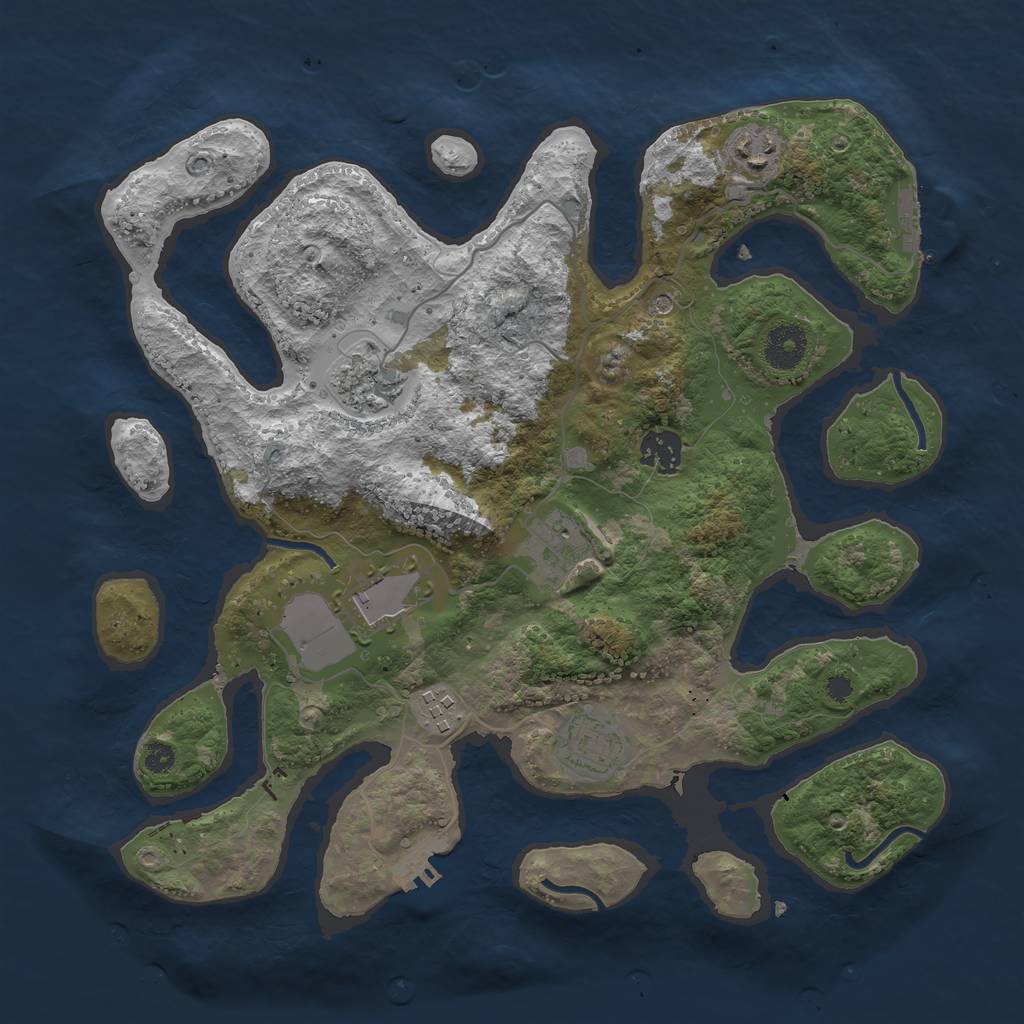 Rust Map: Procedural Map, Size: 3500, Seed: 540280, 12 Monuments