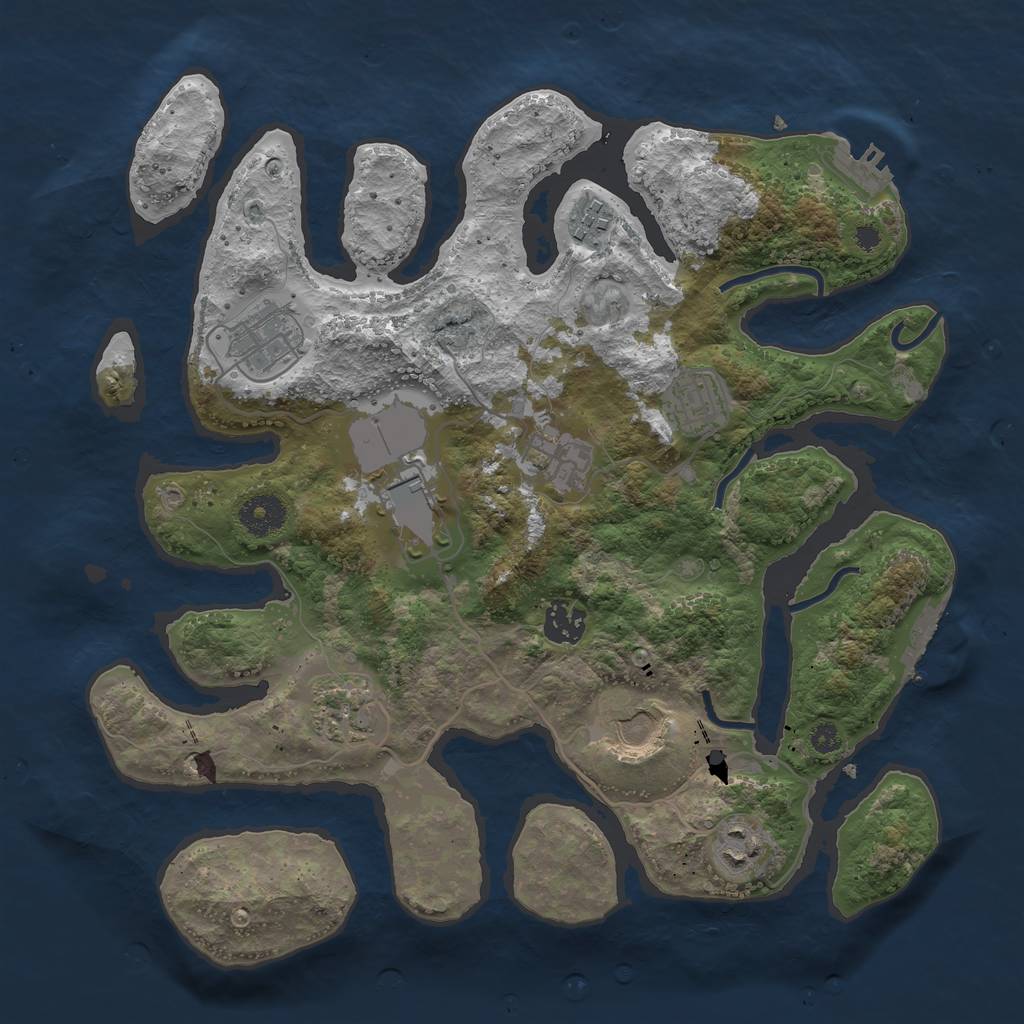 Rust Map: Procedural Map, Size: 3500, Seed: 989516, 13 Monuments