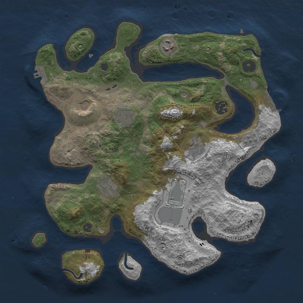 Rust Map: Procedural Map, Size: 3500, Seed: 207932, 13 Monuments