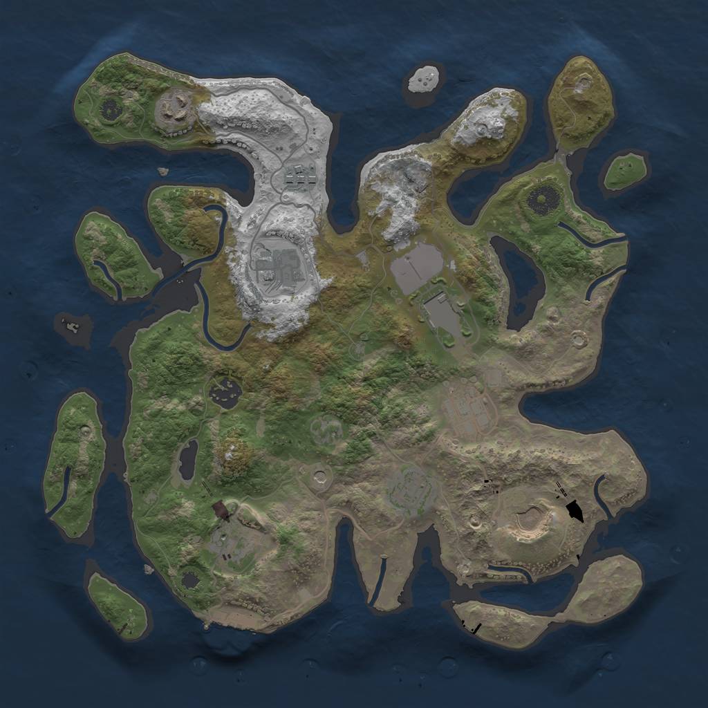 Rust Map: Procedural Map, Size: 3500, Seed: 345904, 13 Monuments