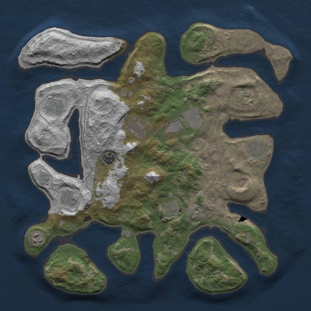 Rust Map: Barren, Size: 4000, Seed: 706275285, 14 Monuments