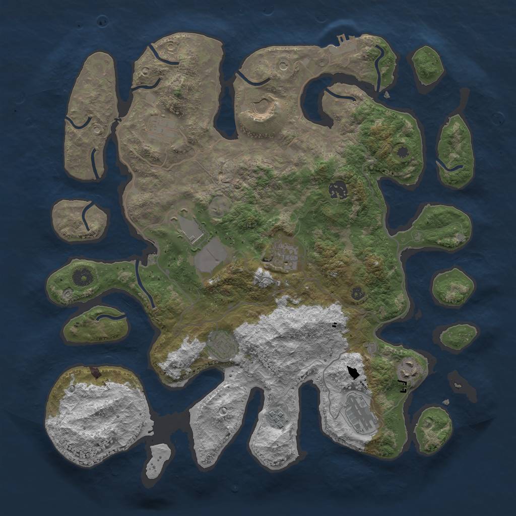 Rust Map: Procedural Map, Size: 4000, Seed: 866757, 13 Monuments