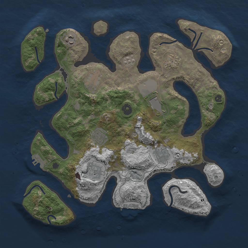 Rust Map: Procedural Map, Size: 3500, Seed: 1862557733, 13 Monuments