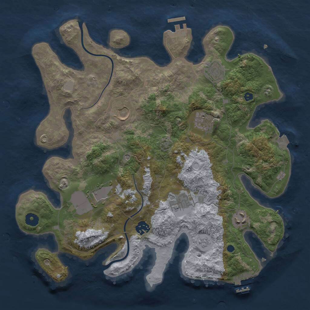 Rust Map: Procedural Map, Size: 3500, Seed: 478020, 13 Monuments