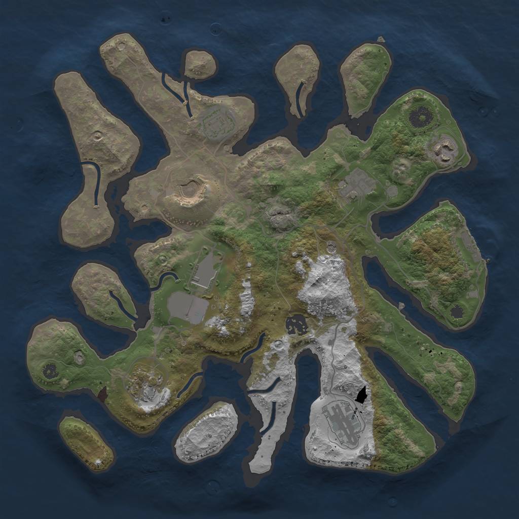 Rust Map: Procedural Map, Size: 3500, Seed: 478020, 12 Monuments