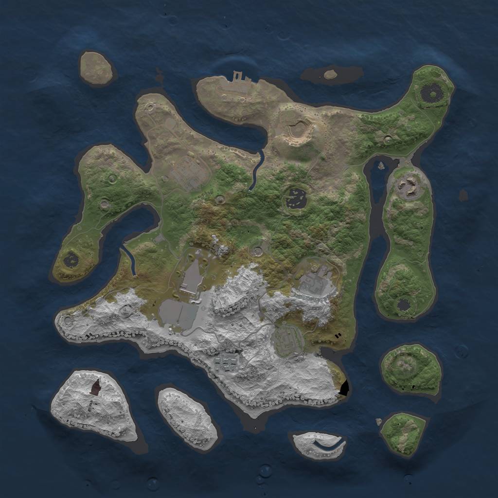 Rust Map: Procedural Map, Size: 3500, Seed: 569023767, 12 Monuments