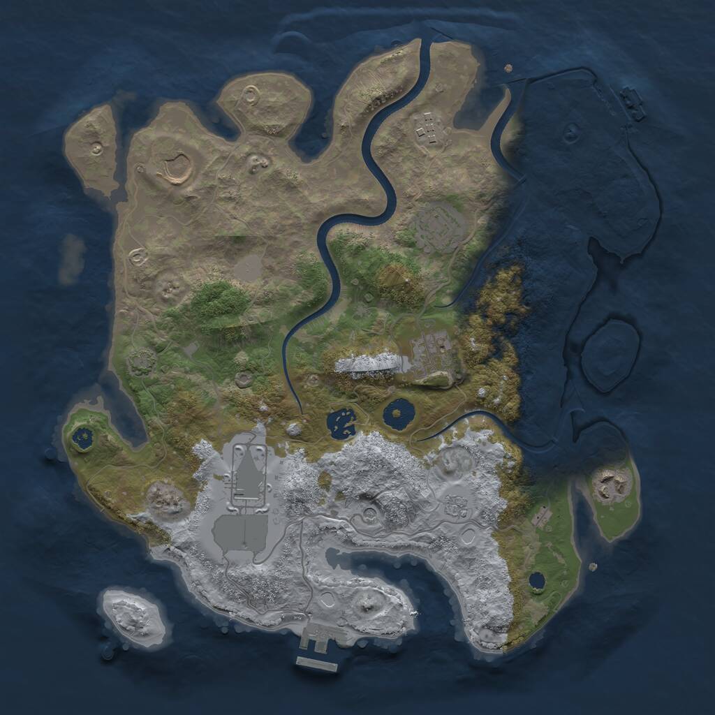 Rust Map: Procedural Map, Size: 3500, Seed: 36912, 13 Monuments