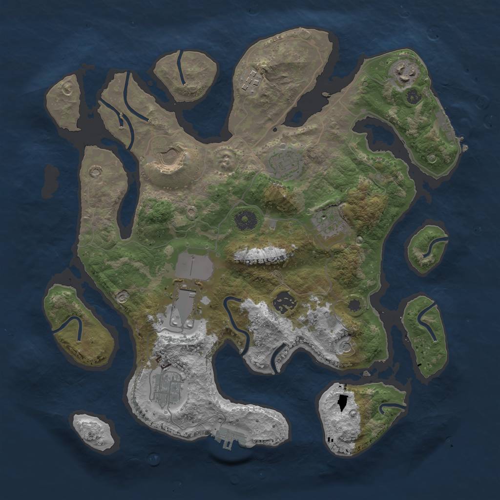 Rust Map: Procedural Map, Size: 3500, Seed: 36912, 13 Monuments