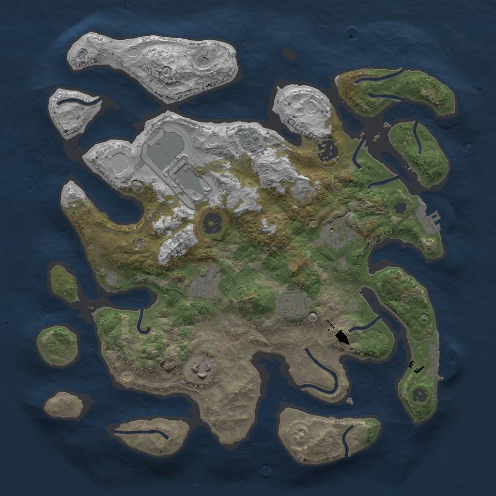 Rust Map: Procedural Map, Size: 3500, Seed: 338558, 15 Monuments