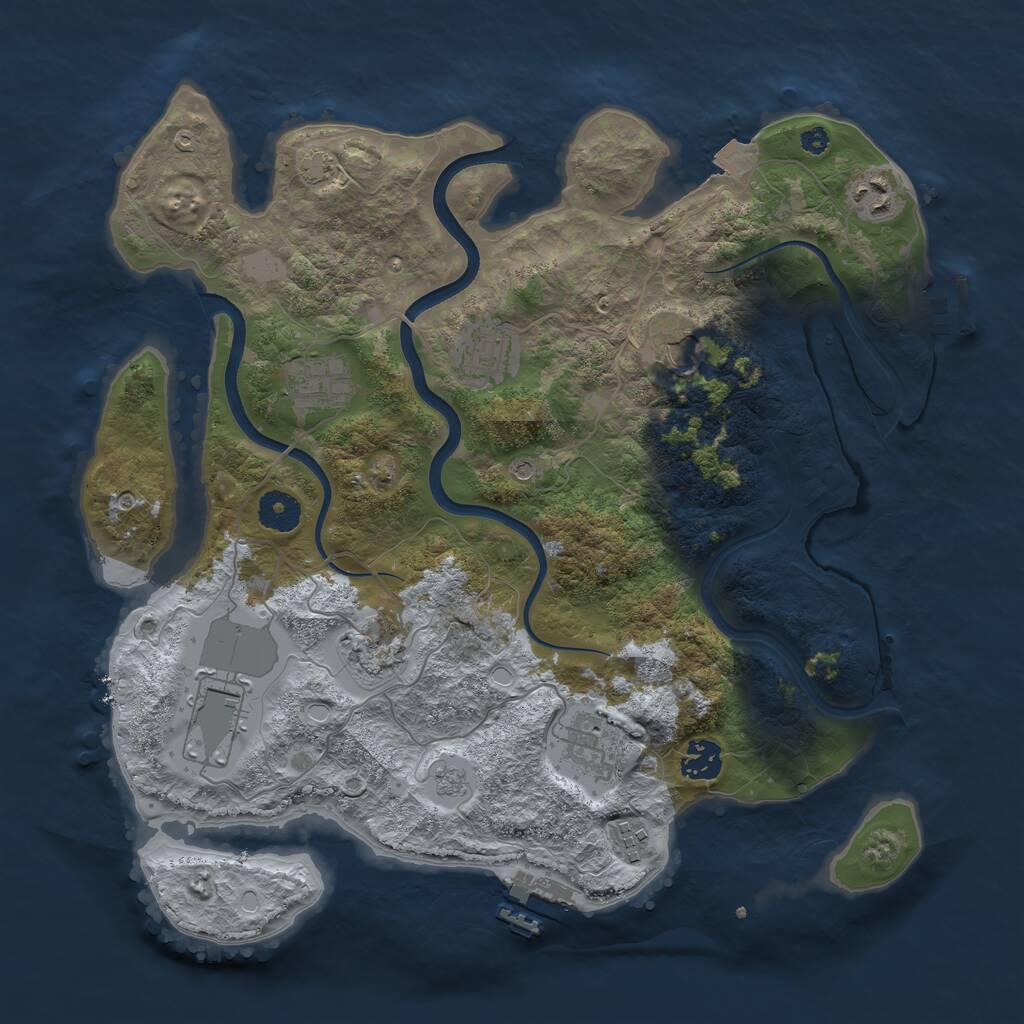 Rust Map: Procedural Map, Size: 3700, Seed: 473885, 15 Monuments