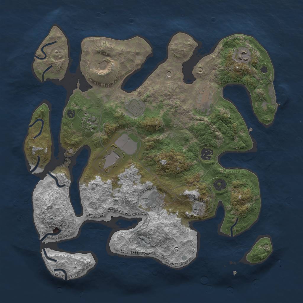 Rust Map: Procedural Map, Size: 3700, Seed: 473885, 13 Monuments