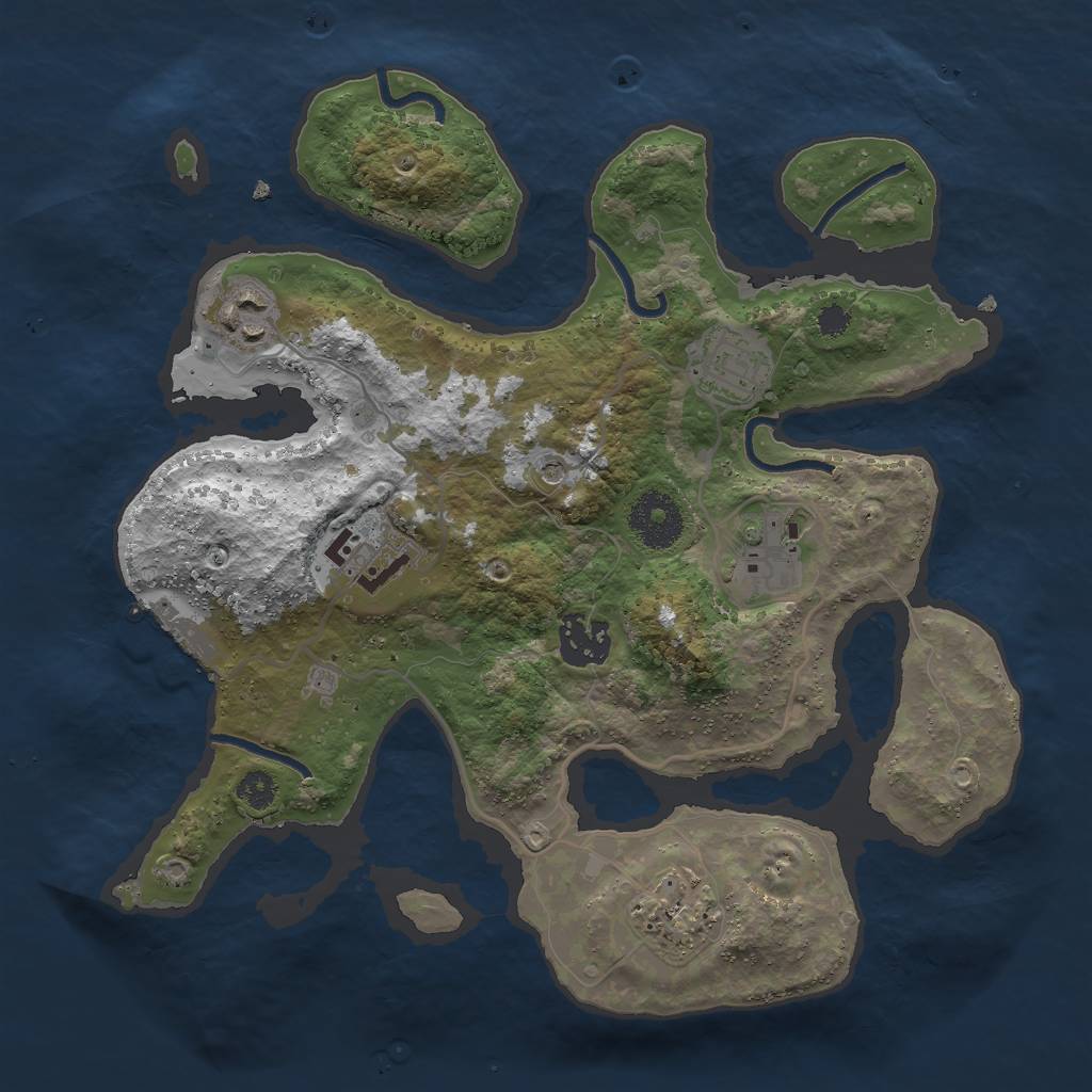 Rust Map: Procedural Map, Size: 3000, Seed: 445155172, 10 Monuments