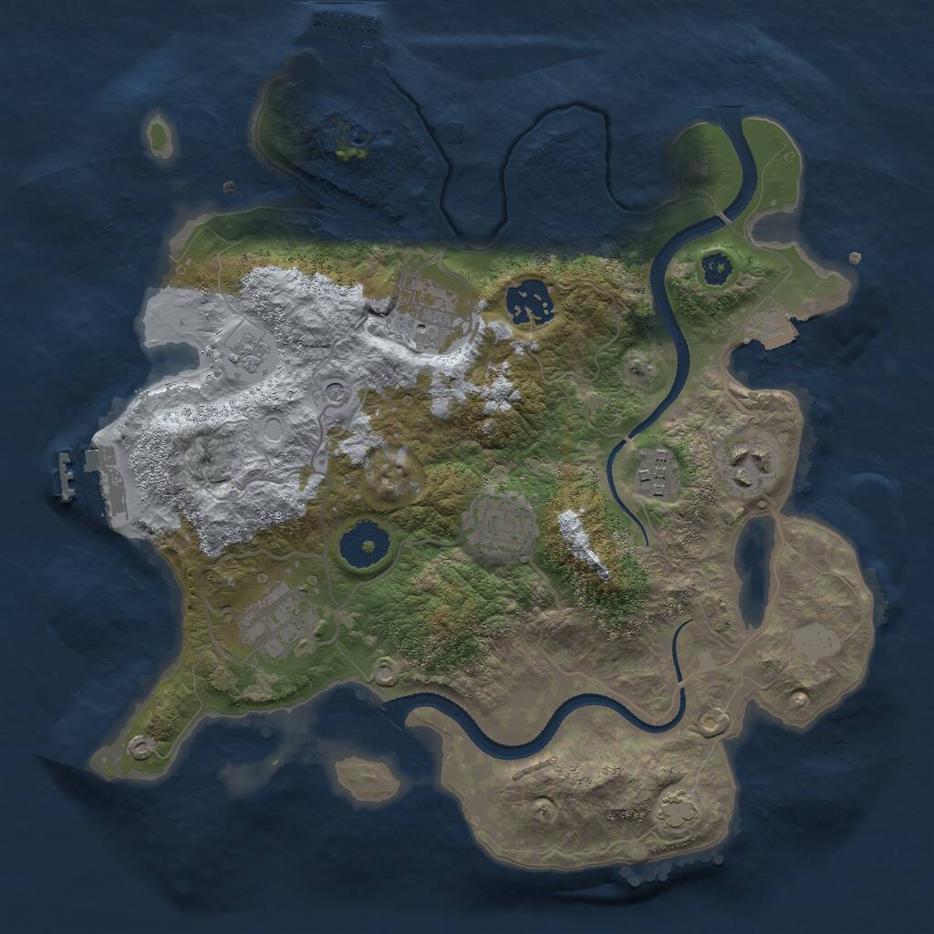 Rust Map: Procedural Map, Size: 3000, Seed: 445155172, 12 Monuments