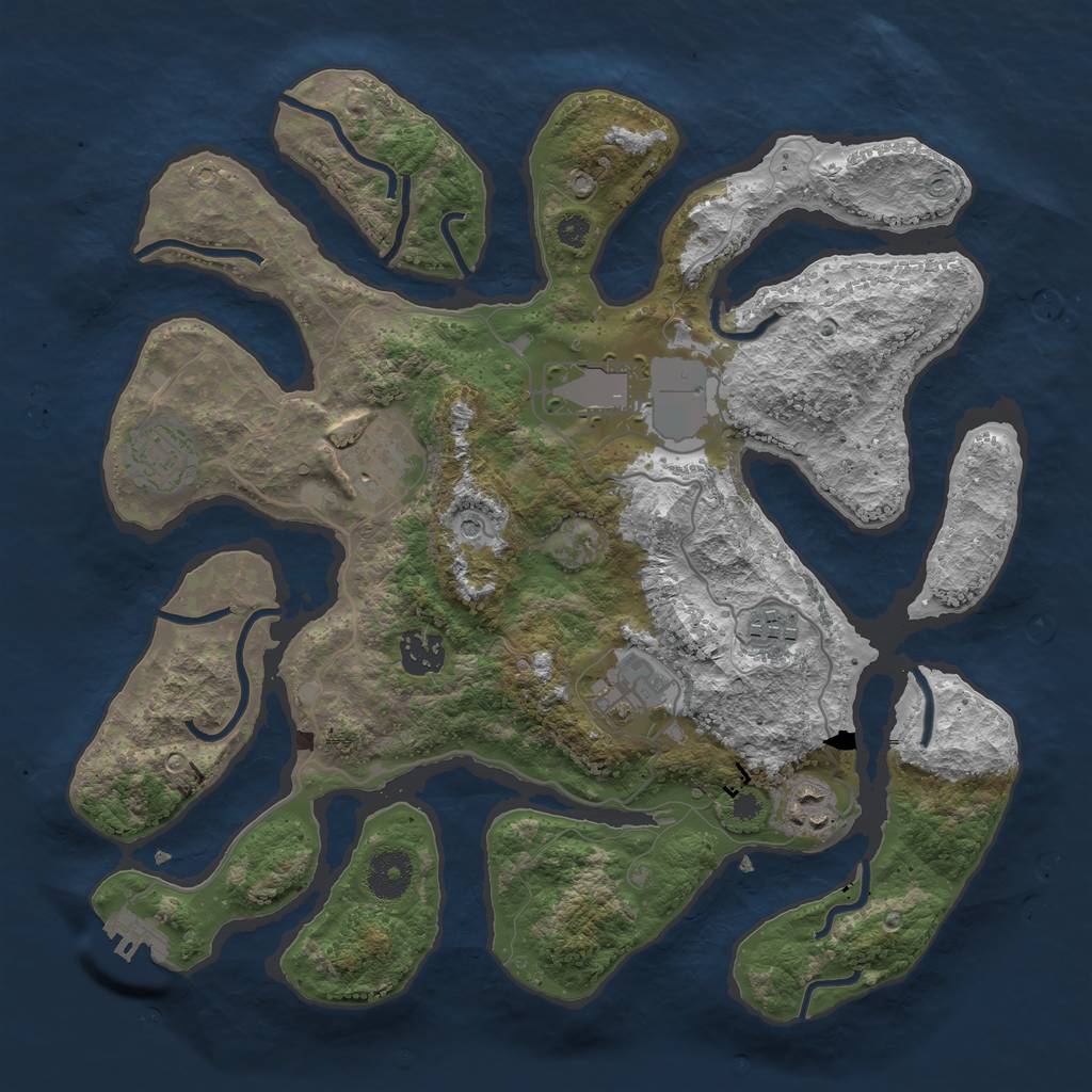 Rust Map: Procedural Map, Size: 3500, Seed: 2506213, 11 Monuments