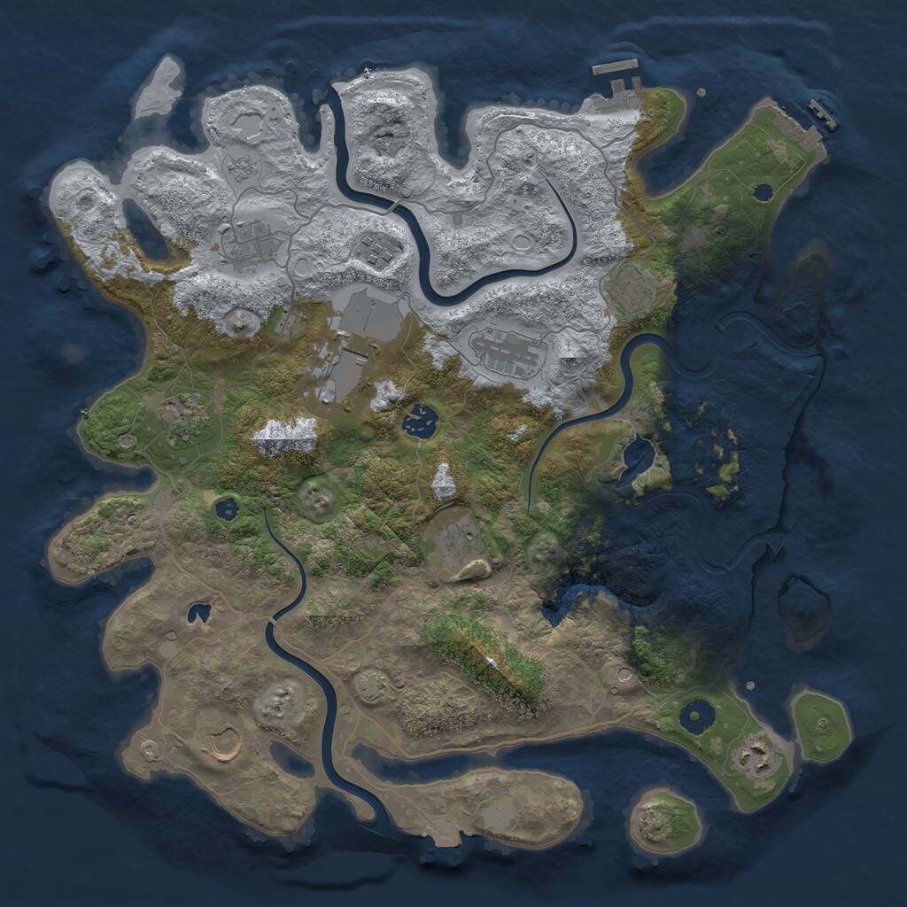 Rust Map: Procedural Map, Size: 4000, Seed: 583469, 16 Monuments