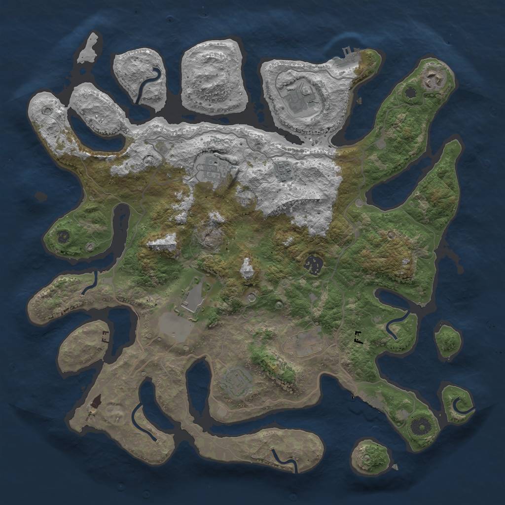 Rust Map: Procedural Map, Size: 4000, Seed: 583469, 13 Monuments