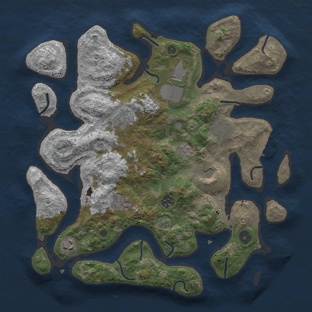 Rust Map: Procedural Map, Size: 3700, Seed: 351904, 12 Monuments