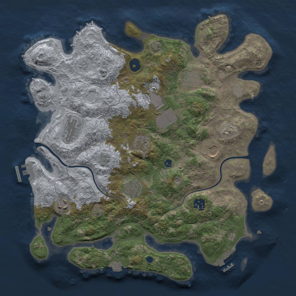 Rust Map: Procedural Map, Size: 3700, Seed: 351904, 15 Monuments