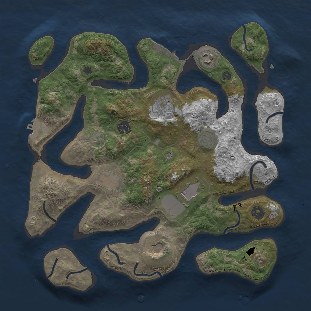 Rust Map: Procedural Map, Size: 3500, Seed: 1114349485, 12 Monuments