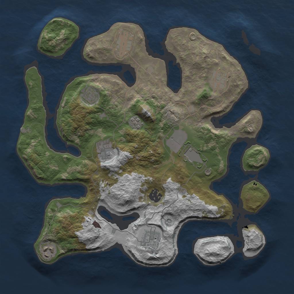 Rust Map: Barren, Size: 3500, Seed: 80, 12 Monuments