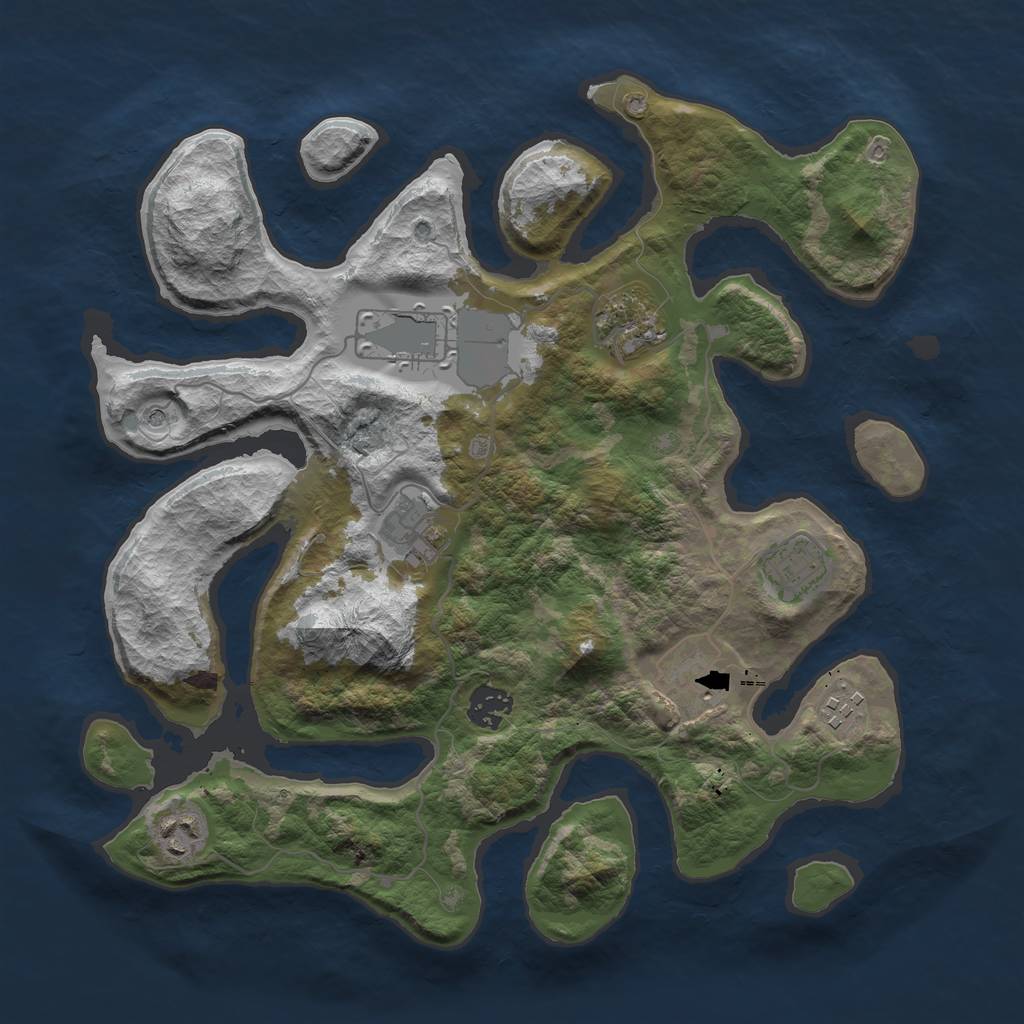 Rust Map: Barren, Size: 3500, Seed: 768, 11 Monuments