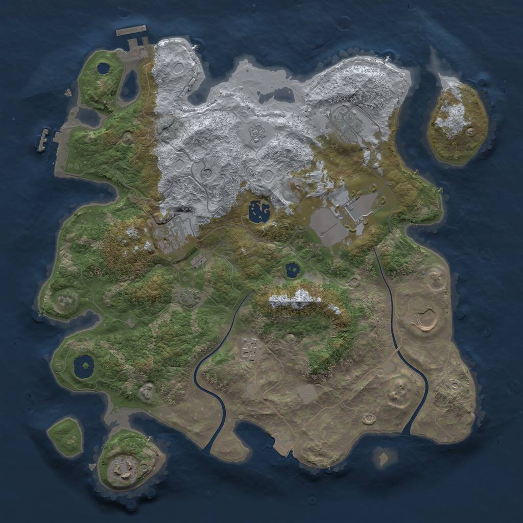 Rust Map: Procedural Map, Size: 3500, Seed: 743574856, 13 Monuments