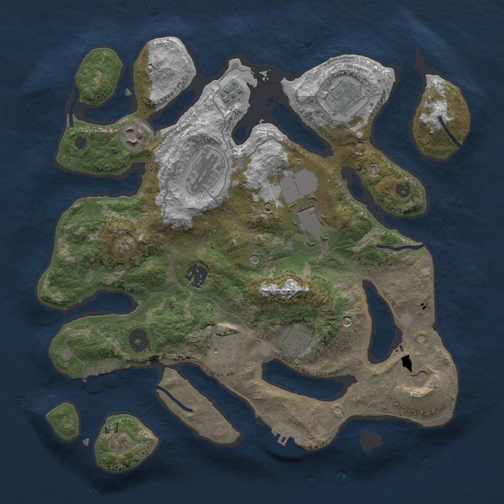 Rust Map: Procedural Map, Size: 3500, Seed: 743574856, 14 Monuments