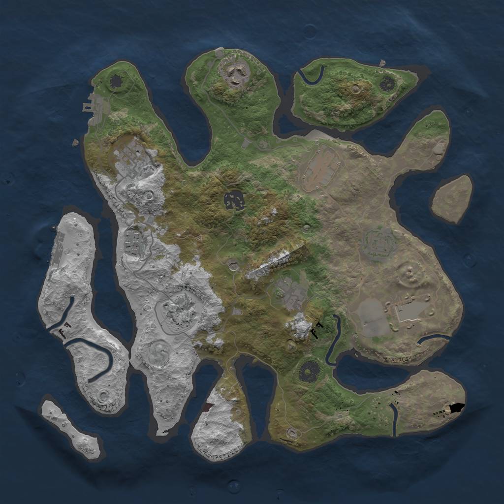 Rust Map: Procedural Map, Size: 3500, Seed: 4447770, 14 Monuments