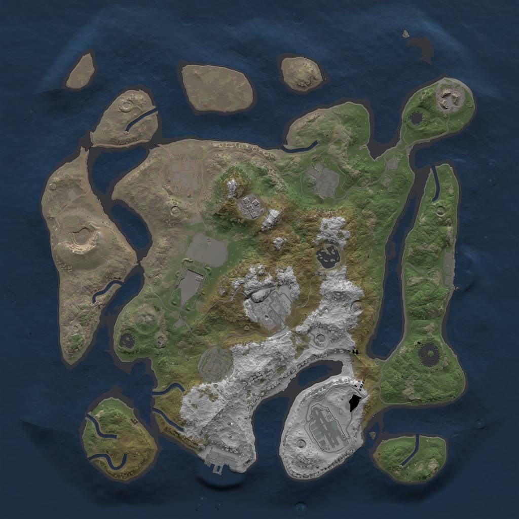 Rust Map: Procedural Map, Size: 3500, Seed: 1386321133, 15 Monuments