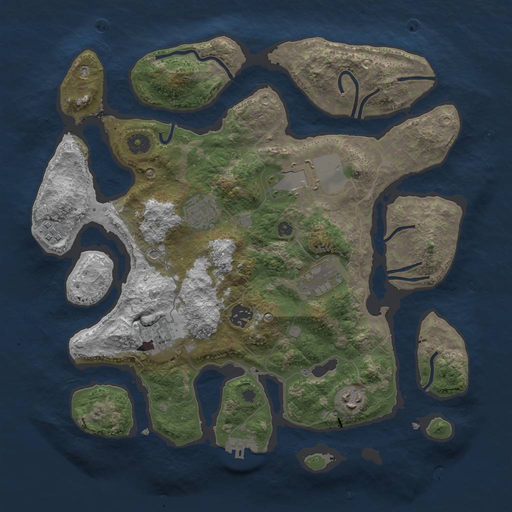 Rust Map: Procedural Map, Size: 3500, Seed: 696901, 11 Monuments