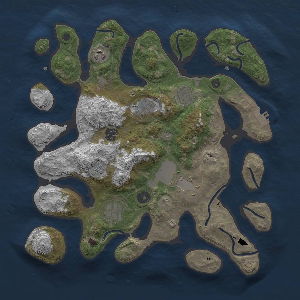 Rust Map: Procedural Map, Size: 3500, Seed: 399979, 11 Monuments