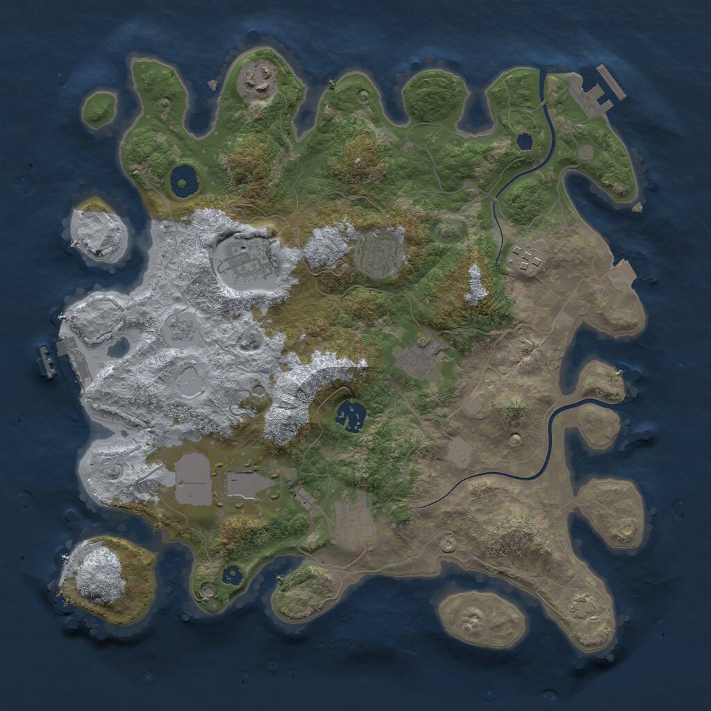 Rust Map: Procedural Map, Size: 3500, Seed: 399979, 14 Monuments