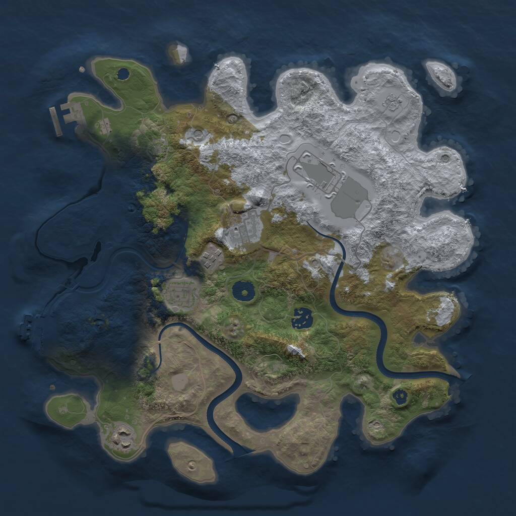 Rust Map: Procedural Map, Size: 3500, Seed: 185365, 12 Monuments