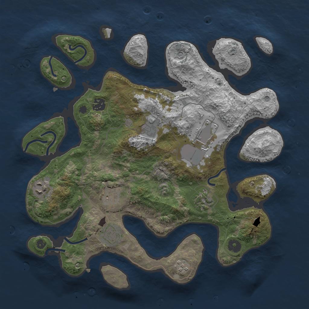 Rust Map: Procedural Map, Size: 3500, Seed: 185365, 11 Monuments