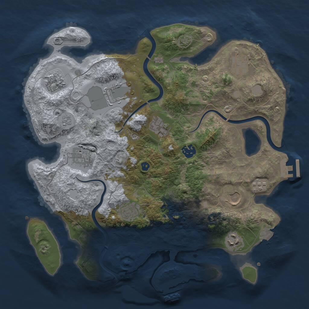 Rust Map: Procedural Map, Size: 3500, Seed: 282336, 16 Monuments