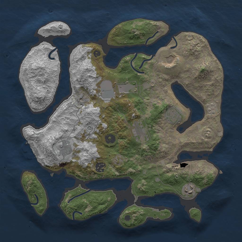 Rust Map: Procedural Map, Size: 3500, Seed: 282336, 12 Monuments