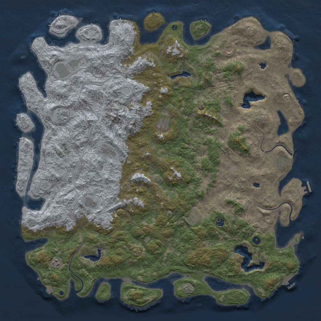 Rust Map: Procedural Map, Size: 6000, Seed: 2919750, 17 Monuments